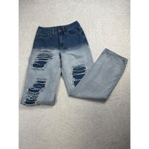 Y2K Hot Topic Distressed Wide Leg Jeans Mall Goth Grunge Denim 26x32